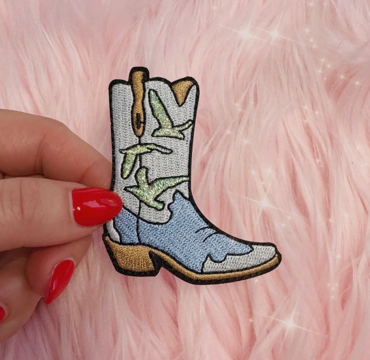 Blue Cowgirl Boot Patch