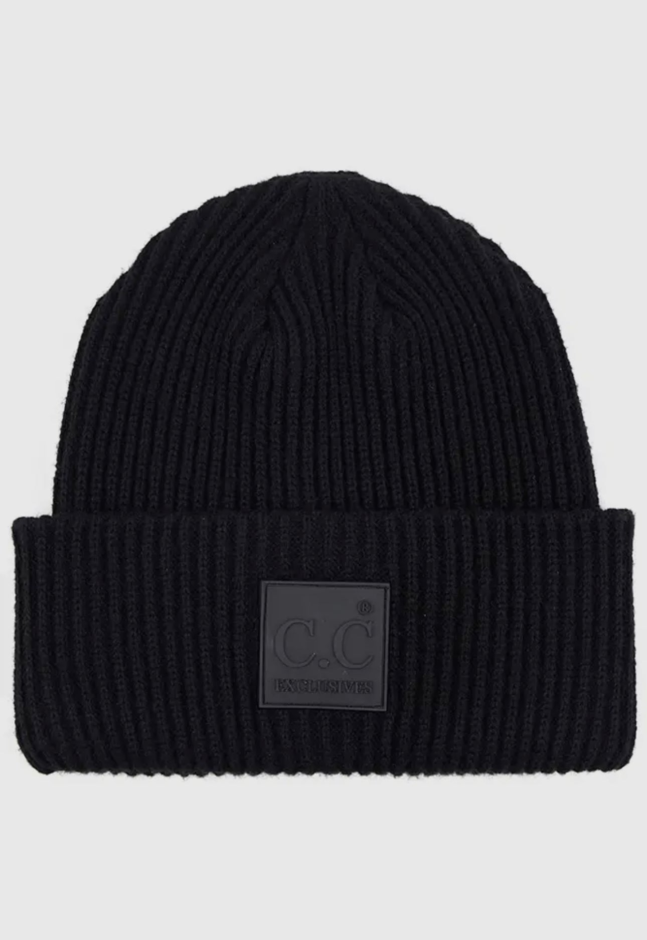 C.C Solid Ribbed Patch Beanie