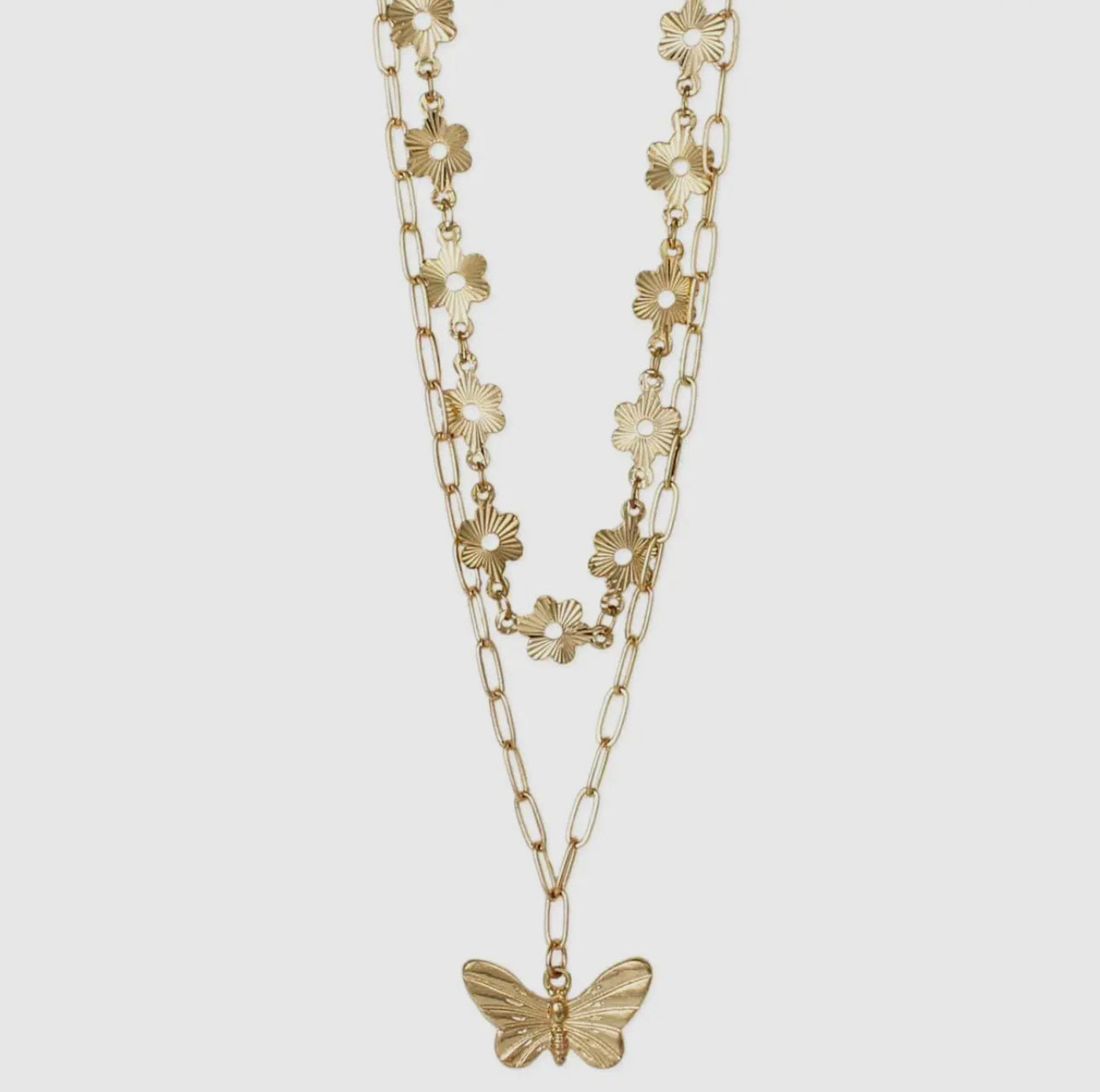 Spring Flyer Gold Flower Layer Necklace