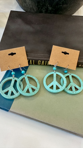 Turquoise Peace Sign Earrings